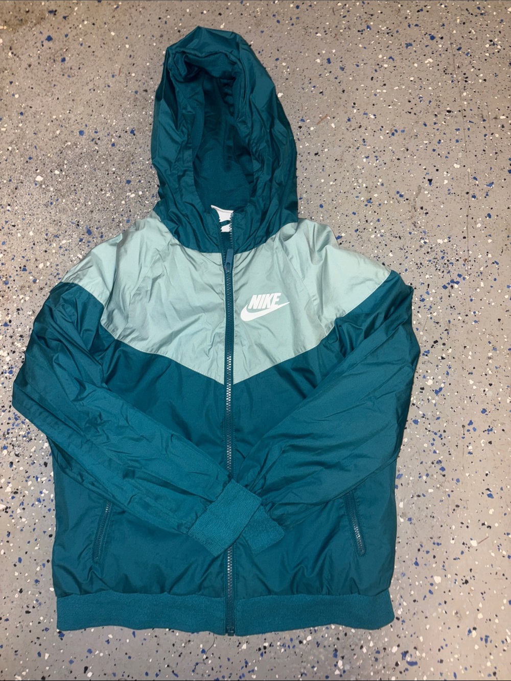 Nike Kids Teal and Light Mint Two-Tone Hooded Windbreaker